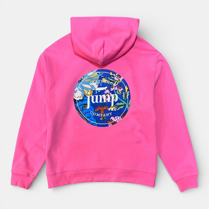SWEAT CAPUCHE LESFLEURS fushia / flowerblue