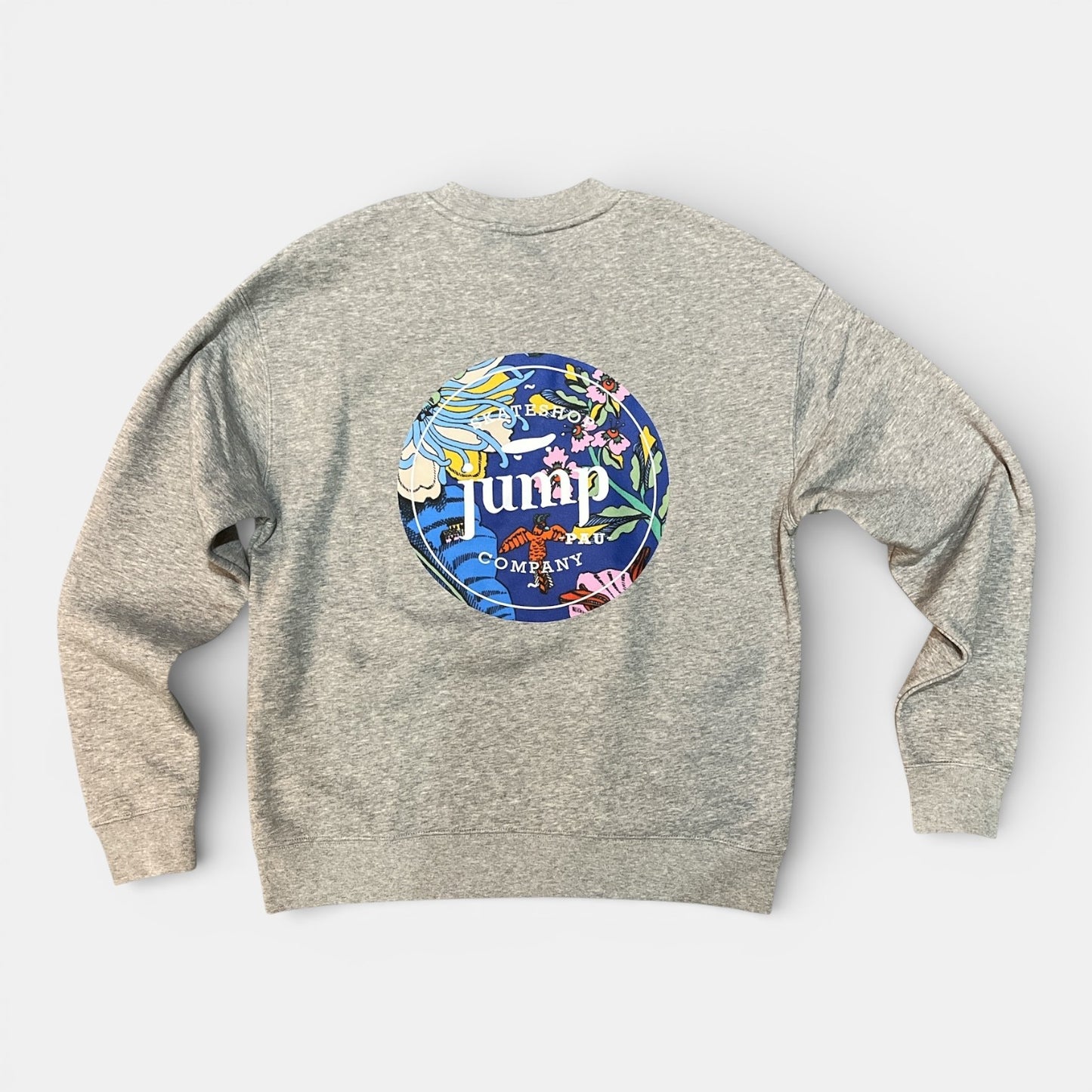 SWEAT SANS CAPUCHE LESFLEURS gris / flowerblue