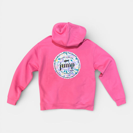 SWEAT CAPUCHE LESFLEURS fushia/flowergreen