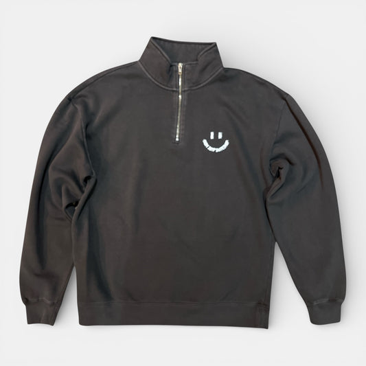 SWEAT DEMI-ZIP LETHANKYOU mini charbon delavé